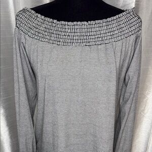 Adora Off Shoulder Striped 3/4 Sleeve Stretch Top